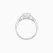 Art Deco Style Emerald Cut Three-Row Baguette Engagement Ring - Shahin Jewelry